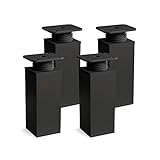 sossai® Design-Möbelfüße MFV1 | höhenverstellbar | 4er Set | Vierkant-Profil: 40 x 40 mm | Farbe: schwarz matt | Höhe: 60mm (+20mm) | Hochwertige Holzschrauben inklusive