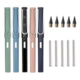 5 Stück Metall Tintenlose Bleistifte, Magic Pencil mit 5 Stück Austauschbarem Wechselkopf und 5 Radiergummi, Tintenlose Bleistifte Ewiger,für ab 3 Jahren Kinder und Erwachsene(Mehrfarbig)