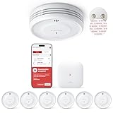 X-Sense Smart Rauchmelder WLAN mit Magnethalterung, Feuermelder vernetzt, austauschbare Batterie, mit Basisstation SBS50, App-Funktion, XS0D-MR61