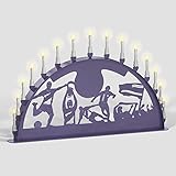 Außenschwibbogen Schwibbogen Lichterbogen 15 flammig/Metall - Motiv: Fußball (RAL 4005 blaulila lila, 2 Meter)