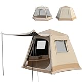 COSTWAY Zelt für 4-6 Personen, Campingzelt mit Vorzelt, großes Tunnelzelt mit eingenähtem Zeltboden, wasserdicht, 2500 mm Wassersäule, UV-Schutz 50+, Familienzelt mit Tragetasche