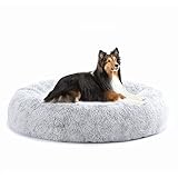 HMTOPE Orthopädisches Hundebett rund Hundekissen Hundesofa Katzenbett Donut Kuscheliges Hundekorb Waschbar, 80 cm Ø, Hellgrau