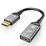 CABLEDECONN DisplayPort 1.4 to HDMI 2.1 Ultra HD 8K Male to Female Cable 0.25m Converter 8K@60Hz 4K@120Hz Directional Compatible with DisplayPort PC and HDMI Displays Tvs