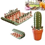 3D-gedrucktes Kaktus-Schachbrett-Set, aufrollbar, tragbar, Kakteen-Reise-Schachbrett, Sukkulenten-Schachfiguren, lustiger Schachbrett-Tisch für Pflanzenliebhaber, 32-teilig