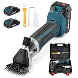 Akku Schafschermaschine, 500W Elektrische Schafschere Mit 2x2500mAh Akkus, 6 Geschwindigkeiten Professionelle Elektrische Kabellose Schafschere Kompatibel mit Makita 18V Akku für Alpakas Tiere Schafe
