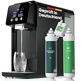 HO3 Home One Auftisch Osmoseanlage für Trinkwasser mit 4 Temperaturstufen (RT, 50, 85, 95°C), 5 Stufen Wasserausgabe, mit Echtzeit TDS, MicroShield Filtertechnologie, Wasserfilter (Schwarz)