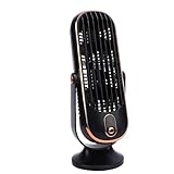 Focket Turmventilator Fürs Schlafzimmer, Leistungsstarker Oszillierender Tischventilator mit 5 Geschwindigkeitsoptionen, Wiederaufladbarer, Leiser Tischventilator für Nachttische (BLACK)