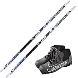 Skiwax Europe Langlaufski-Set für Herren und Damen: Langlauf-Ski + NNN-Bindung + NNN-Schuhe - Länge: 190cm