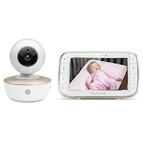Motorola Baby MBP855SCONNECT Video-Babyphone mit 5 Zoll-Elterneinheit und Wi-Fi Hubble Connected App für Smartphones &Tablets - Weiß