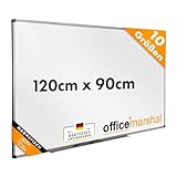 OfficeMarshal Magnetisches Whiteboard 120x90cm mit Alurahmen und abnehmbare Stiftablage für Büro, Heim und Schule, Magnettafel kratzfest und trocken abwischbar | Magentboard