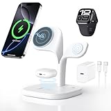 3 in 1 Ladestation für Apple Watch und iPhone mit Magsafe Ladegerät Magnetisch für iPhone 16 15 14 13 12, Apple Watch 10 9 8 7 6 5 4 3 2 SE Ultra Ultra 2, AirPods Pro 4 3 2(Mit 20W Netzteil)