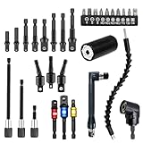 Inscrip 31 Stück Flexibles Bohrer-Verlängerungsset, 1/4' 3/8' 1/2' Stecknuss Adapter, Winkelaufsatz mit Verlängerung, Winkelaufsatz für Akkuschrauber, Ersatzteile für Elektrische Winkelbohrer