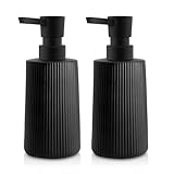 Mamiddle Moderne Seifenspender Set Glas Spülmittelspender Schwarz 250ml Seifenspender Bad für Badezimmer, Arbeitsplatte, Küche, Soap Dispenser mit Pumpspender (Schwarz 2 Stück)