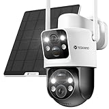 YESKANO 6MP Überwachungskamera Außen Solar,360° PTZ Kamera Überwachung mit Dual-Objektiv,2K Kabellos WLAN Kamera Outdoor, Dual PIR,Farbnachtsicht