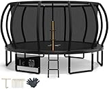 Devoko Trampolin Outdoor Ø 228/305/366/427 cm, vom TÜV Rheinland GS-Zertifikat, Kindertrampolin Gartentrampolin mit Sicherheitsnetz, Rundes Riesentrampolin mit Leiter und Schuhbeutel