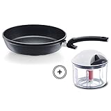 Fissler Adamant Comfort / Aluminium-Pfanne versiegelt ( 28 cm) beschichtete Brat-Pfanne, antihaftend, kratzfest - Induktion + Finecut Gemüse-Zerkleinerer