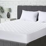 Utopia Bedding Gesteppter Matratzenschoner 180 x 200 cm, Spannmatratzenauflage, Tiefe Tasche Matratzenbezug dehnt Sich bis zu 38 cm (Weiß)