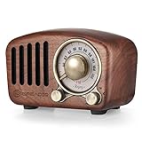 Vintage-Radio Retro-Bluetooth-Lautsprecher Greadio Walnussholz FM-Radio mit altmodischen Stil, Starke Bässe, Laute Lautstärke, Bluetooth 5.0, TF-Karte & AUX