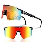 1X Schnelle Brille,Fahrradbrille,Rave Sonnenbrille Herren Damen mit Verstellbarem Bügel,Sportbrille Rennrad Brille Herren,Polarisierte UV400 Schutzbrille Radsportbrille zum Laufen Glof Ski im Freie