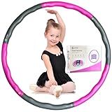 LETAO Hula Hoop Reifen Kinder von 5-10 Jahren | Rosa-Grau Hula Hoop Reifen Kinder, Zerlegbar, inklusive Elektronischer Anleitung