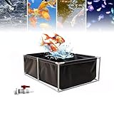 Gguwug 2x1.5x0.9m Aquarium Pool Teich mit Ablassventil - teichschale Stock Tank Pool faltbecken für koi Gartenbewässerungsreservoir, Segeltuch Rahmen Fischteich, temporäre Zisternen - Zucht