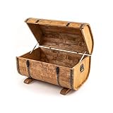 CREATIVE COOPER Holztruhe 180L – Rustikale Aufbewahrungskiste aus geöltem Erlenholz – Fass-Design – Für Innen & Außen – 80x50x50 cm