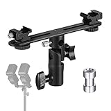 NEEWER Doppel Kaltschuh Blitzhalterung, 180° drehbares Lichtstativ mit Blitzschuhverlängerung, 1/4' bis 3/8' Adapter und Schirmhalter,kompatibel mit Canon Nikon Blitz