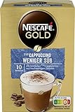 NESCAFÉ GOLD Typ Cappuccino Weniger Süß, Getränkepulver aus löslichem Bohnenkaffee, koffeinhaltig, 1er Pack (1 x 10 Sticks à 12,5g)
