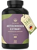 Artischockenextrakt hochdosiert - 360 Kapseln - 2400mg (60mg Cynarin) pro Tag - 90 Tage Vorrat - echte französische Artischocken Kapseln hochdosiert - Vegan - TRUE NATURE