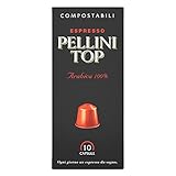 Pellini Kaffee Top 100% Arabica, 120 Nespresso-kompatible Kaffeekapseln mit Intensivem Aroma und Sanfter Röstung, Kompostierbar & Selbstschützend, 12 Packungen mit je 10 Kapseln