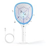 CYOUH Elektrische Fliegenklatsche extra stark, 2-in-1 Type-C Aufladung, wiederaufladbar mit integriertem Akku, Elektro-Mückenklatsche mit UV-Lichtfalle – Die wirkliche Spannung beträgt 2700V