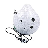 Alnicov 6-Loch-Ocarina,Weinflasche Stil Alto C Ocarina,Ice Crack glasiert Craft White