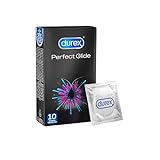 Durex Perfect Glide Kondome – Geschmeidiges & sicheres Gefühl, befeuchtet mit viel Silikongleitgel, dickere Wandstärke – 10er Pack (1 x 10 Stück)