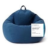 Lumaland Sitzsack Comfort Line | Indoor Beanbag 70x80x50cm mit mehr als 1 Mio. anpassbaren EPS-Perlen | Weiches & Komfortables Bodenkissen | Sessel für Kinder & Erwachsene | 120 L Volumen [Dunkelblau]