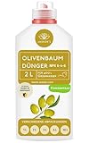 Bio Olivenbaum Dünger flüssig 2 Liter Konzentrat für 400 Liter Gießwasser - 100% organischer Dünger für Olivenbaum - Mediterraner Pflanzendünger für Garten & Kübel - Oliven Dünger