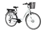 F.lli Schiano E-Moon, E Bike für die Stadt 28 Zoll, 36V 13Ah Abnehmbarer Akku, Motor 250W 40Nm, City Ebike für Herren/Damen, Weiss, Korb