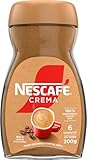 NESCAFE NESCAFÉ CLASSIC Crema, löslicher Bohnenkaffee aus mitteldunkel gerösteten Kaffeebohnen, kräftiger Instant-Kaffee mit samtiger Crema, koffeinhaltig, 1er Pack, 200g