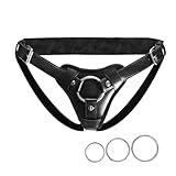 Strap-On Leder Harness Sexspielzeug für Frauen und Männer - Verstellbares Plus-Size Strap-On mit Plüschfutter und drei Metallringen - Ideal für lesbische und schwule Paare für Pegging-Spiele