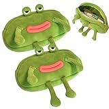Lustige Federmäppchen Frosch | 2 Stück Federmäppchen Frosch mit großem Mund | niedliche Cartoon-Bleistifttasche für Kinder | Plüsch-Schreibwarentasche für Tiere, mehrfarbig, 2 pièces, Siehe