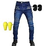 SHUOJIA Motorradjeans Für Männer Und Frauen, Motorradhosen Motorradjeans Sportliche Motorrad Hose Mit Protektoren Motorradhose (A12,M)