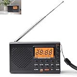 GOMETY Tragbares Radio AM/FM/SW Kofferradio, Netz & Batteriebetrieb LED-Display mit Bestem Empfang Eingebautem Lautsprecher Kopfhöreranschluss Wecker Timing-Funktion für Zuhause Camping Notfall