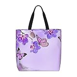 VACSAX Tragetasche für Damen, violett, Schmetterlings-Druck, Schultertaschen, lässige Handtaschen, violettfarbener schmetterling, Einheitsgröße