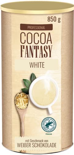 Cocoa Fantasy White, Weiße Trinkschokolade (850g), Kakaopulver für heiße weiße Schokolade, 29% Kakaoanteil