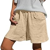 Yoga-Shorts mit Taschen für Damen, kariert, normale Passform, Motorrad, Fahrrad, Harem, bunt, schmeichelhaft, Arbeits-Jogginghose, Resort, khaki, L