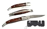 Praetorian® Laguiole 16,5 cm kleines Taschenmesser Klappmesser Messer aus rostfreien Edelstahl & Pocket Messerschärfer für unterwegs