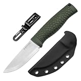 Böker SOLINGEN® Bronco Green Scandi - Survival Bushcraft Messer feststehend mit CPM-V3 Droppoint Klinge 8,9 cm - Outdoor Pfadfinder Fahrtenmesser - Batoning Messer mit Kydex-Scheide in Geschenk-Box