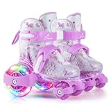 Rollschuhe Kinder Verstellbar Mädchen, Rollschuhe Kinder 30-33 26-29 4 Größen Verstellbar für Kinder Drinnen Draußen Mädchen Anfänger