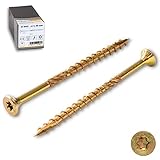 STRÜBER Holzschrauben mit Torx-Antrieb (4,0 x 60 mm / 200 Stück) Holzbauschrauben mit TX-Buchse - Spanplattenschrauben Gelb verzinkt - Senkkopfschrauben für Dachkonstruktionen - Universalschrauben