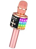 BONAOK Karaoke Mikrofon Kinder, Sing Mikrofon Für Kinder,Heim KTV Bluetooth Karaoke Maschine,Tragbarer Kinder Karaoke Mikrofon Maschinen,Party Lautsprecher für Smartphone PC(Q78 Roségold)