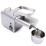 panfudongk Edelstahl Ölpresse Kaltpresse für Zuhause | Automatisch, Hot & Cold Pressen | für Erdnüsse, Sojabohnen, Raps | 220V, 0.75 kW | 7kg/h | Ölpressen
